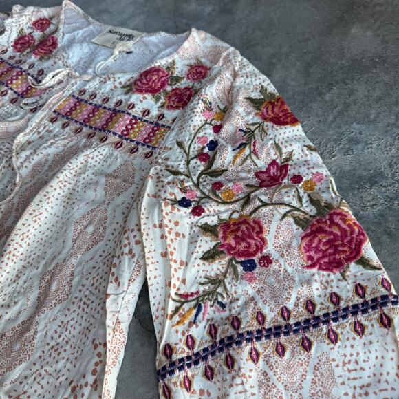 Savanna Jane Women’s Small Cream Floral Embroidered Boho Top NWT - Picture 4 of 8